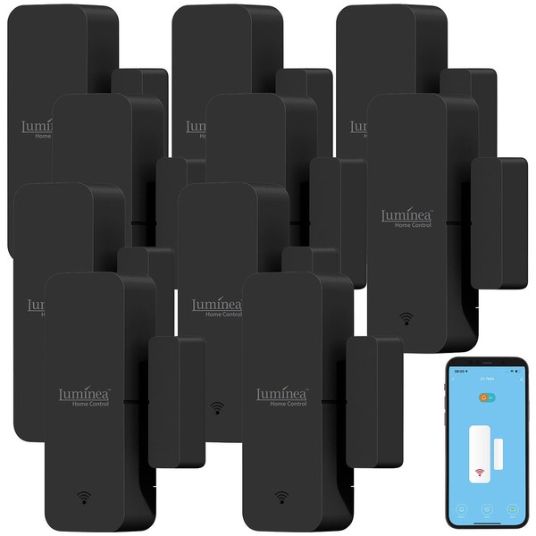 Luminea Home Control 10 Set WiFi Door and Window Alarm,