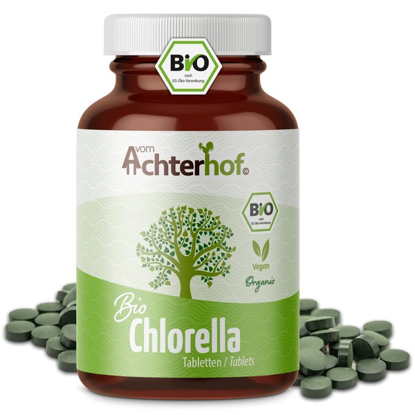 Achterhof Chlorella Organic Pellets | 400 Tablets | with 6 g Chlorella Algae Powder per Daily Dose | Chlorella Algae Powder in Organic Quality | High Dose | Vegan