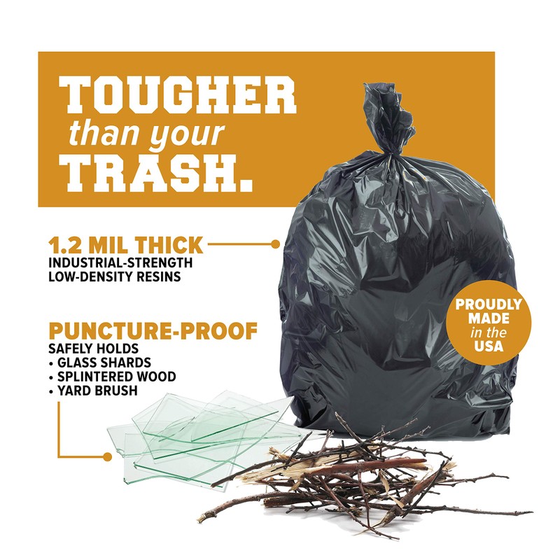 Plasticplace 95-96 Gallon Heavy Duty Trash Bags, Garbage Bags, Puncture-Resistant,