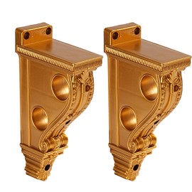 Decorative Wall Corbel, Victorian Style Gold Curtain Rod Bracket, Ornate Carved Design Support Brackets, 11.2 x 3.5 x 2.7 Inches, 2 Pack (Golden)