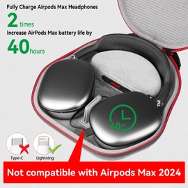 Smatree Airpods Max Charging Case(! NOT fit 2024 Released) for Airpods Max (! NOT Type-C), 2000 mAh Battery Charging Bag with Sleep Mode, AirpodsMax Travel Bag Case with Auto Sleep