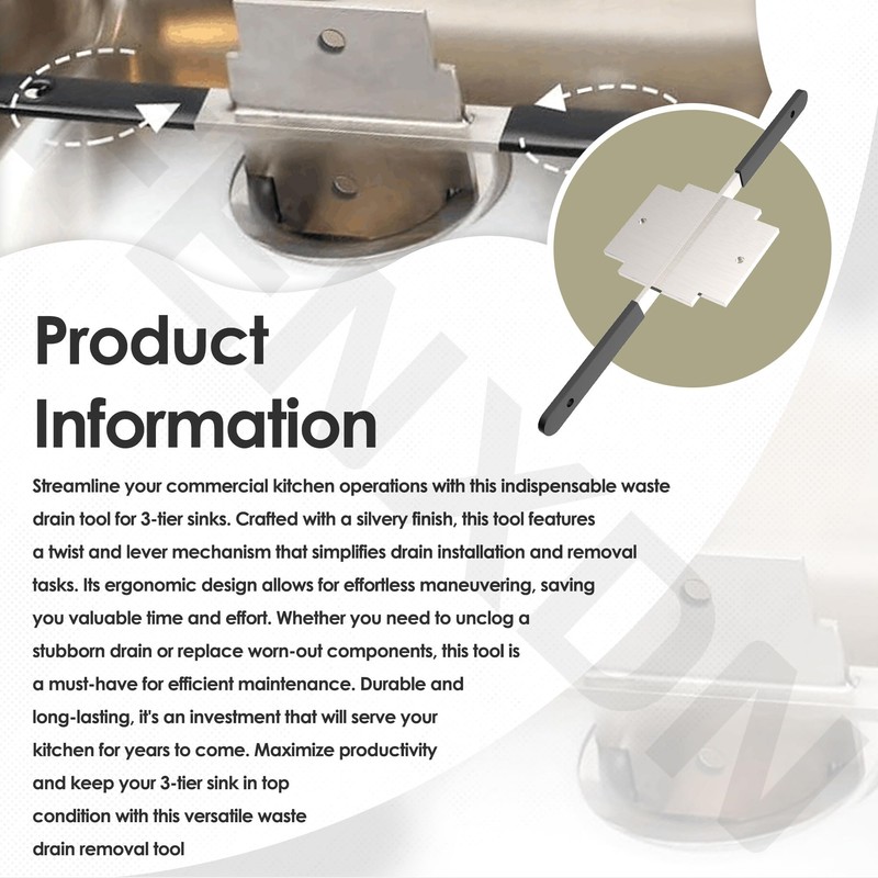 Waste Drain Tool for 3 Tier Sink in Commercial Kitchens,