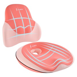 FLORICH Memory Foam Car Seat Cushion and Lumbar Support Pillow, Soft Butt Pillow for Tailbone Relief, Cute Drivers Seat Cushion for Long Driving Travel