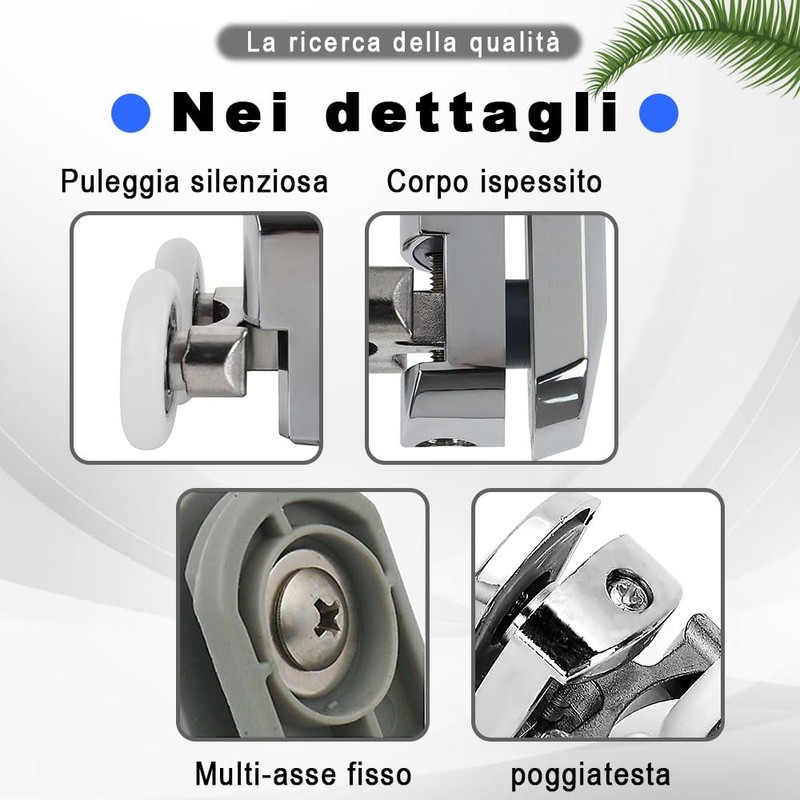 Voarge Curved Shower Door Rollers with Double Sliding Door Accessories