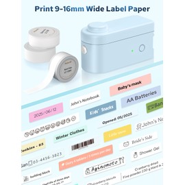 Makeid L1-C Smart Label Maker Machine with Tape – Mini Bluetooth Label Maker, Portable & Rechargeable, Compatible with 9/12/16mm Waterproof Tapes – for Home, Office, School Organization