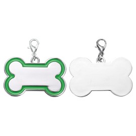 MECCANIXITY Pet ID Tags Bone Shape, 45x30mm Metal Personalize Engraved Both Sides Blank Tags Stamping Pet Supplies Engrave Name Number for Pet Dog ID Tags, Pendant Decoration (Green)