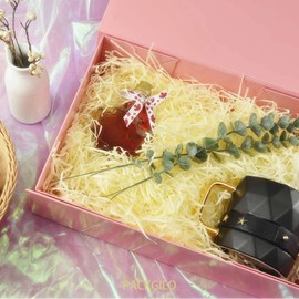 PACKGILO 5 Pink Large Gift Boxes with Lid 13x9x4 Inches, Bridesmaid Proposal Boxes, Hard Collapsible Gift Box with Magnetic Closure, Groomsman Box Reusable Gift Boxes for Clothes (Glossy Pink)