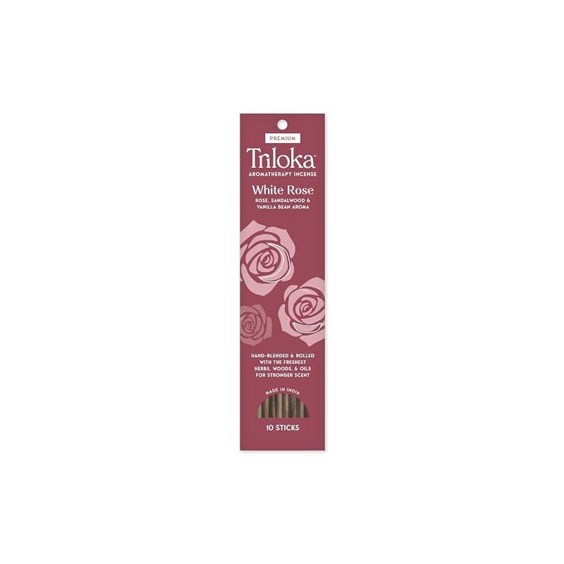 Triloka Premium Incense, White Rose, 10 Sticks