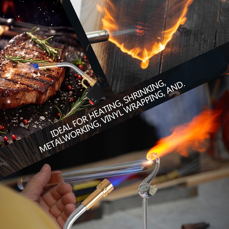 Propane Torch with 3 Tips, Instant on/off Ignition and Flame