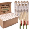 150 Pack Pre Rolled Bamboo Cutlery Napkin Set, Red Green