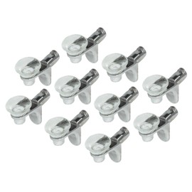 Gedotec Shelf Bracket for Shelves Glass Shelf Support 5 mm Shelf Holder for Glass Shelves Floor Support Kitchen - H3136 | Shelf Pin Nickel-Plated Steel | Pack of 10 - Shelf Support Diameter 5 mm with Rubber Pad