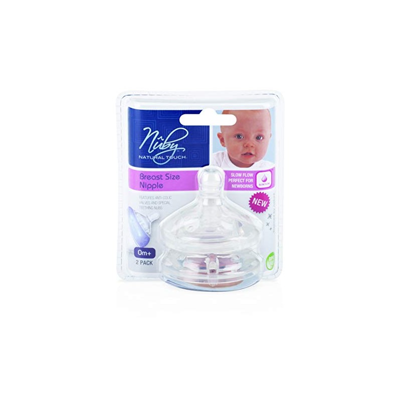 Nuby 67600-100 Mamila de Silicón Soft Flex Flujo Lento, Transparente