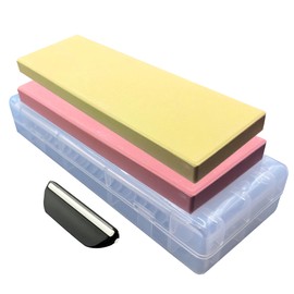 VIGORCRAFT Premium Japanese Whetstone Set - 1000 and 3000 Grit Knife Sharpening Stones with Angle Holder and Plastic Base