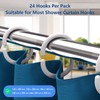 Simkopy Shower Curtain Hooks,24 Pack Plastic Curtain Hanging Rings,C-Shaped Shower