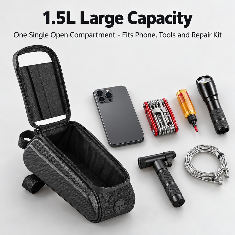 Bicycle Phone Frame Bag for Cycling – Waterproof Front Tube
