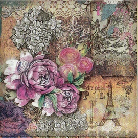 Servilletas de papel de 40 unidades, diseñadas con estampado de flores clásico, servilletas de cóctel, servilletas para boda, cena y fiesta, servilletas de papel de 2 capas, 6.5 x 6.5 pulgadas (RetroFlower 11)