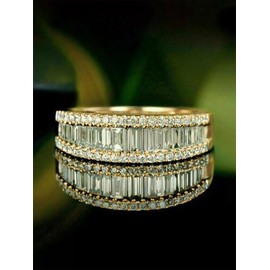 Elegant Rhinestone Decorated Ring, Fashion Accessories for Women for Party, Daily Clothing Decor, Trendy All-match & Exquisite Jewelry for Birthday Gift - Color: Golden, Size: 7