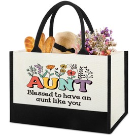 Henghere Aunt Tote Bag Gifts, Best Christmas Auntie Gift Idea For Aunts Aunty from Niece Nephew, Best Aunt Ever Gifts, Aunt Bag Tote to My New Aunt