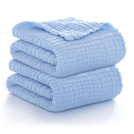 NiKiBysh Baby Bath Towel, 6-ply Gauze Blanket, Baby Towel Blanket, High Density Bathing Gauze, Baby Shower, Bath Cloth, 43.3 x 43.3 inches (110 x 110 cm), Set of 2, Absorbent, Flexible, Quick Drying,