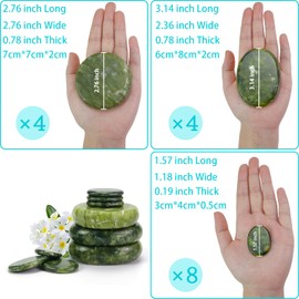Windfulogo 16Pcs Hot Massage Stones Set Natural Green Jade Heated Warmer Stone for Spa Massage