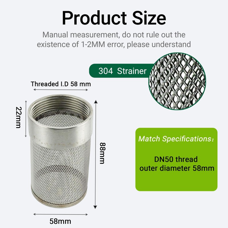 2Inch Garden Hose Strainer, 58MM Garden Hose Inlet Strainer Mesh