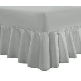 DTEX HOMES Luxury Extra Deep Frilled Valance Fitted Sheets, Double Grey