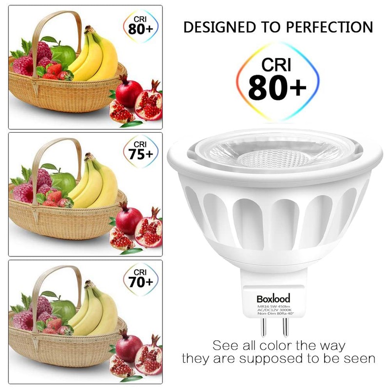 Boxlood MR16 LED Light Bulb Non Dimmable, 90% Energy Saving,