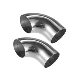 ACROPIX 2 Pcs Bend Elbow Pipe Tube, 2.5" OD 4.72" 3.54" Leg 90 Degree DIY Exhaust Pipe Intercooler Air Intake Tube Universal for Car Truck Durable 304 Stainless Steel Silver Tone Car Parts