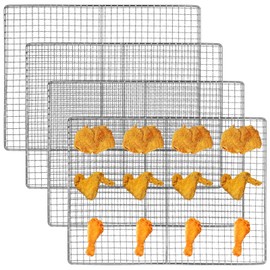 4 Pcs Deep Fryer Screens, Stainless Steel BBQ Mesh Screens, Rectangular Grilling Strainers for Cooking, Fryer Crumb Screens, Deep Fryer Accessories for Grilling, Frying, and Roasting