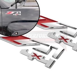 Unbranded Set Of 2 for Silverado Sierra Tahoe Z71 4x4 Emblem Badges Chrome Red