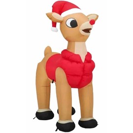 Gemmy Rudolph The Red Nosed Reindeer W/ Blinking Nose Christmas Inflatable By Gemmy