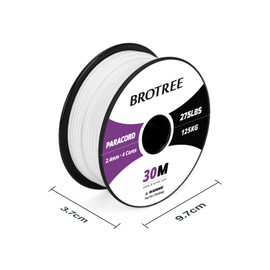 BROTREE Paracord 275 2.4 mm 30 m Nylon Rope with 4 Core Cord for Bracelet, Outdoor and DIY - 125 kg Breaking Load (White)