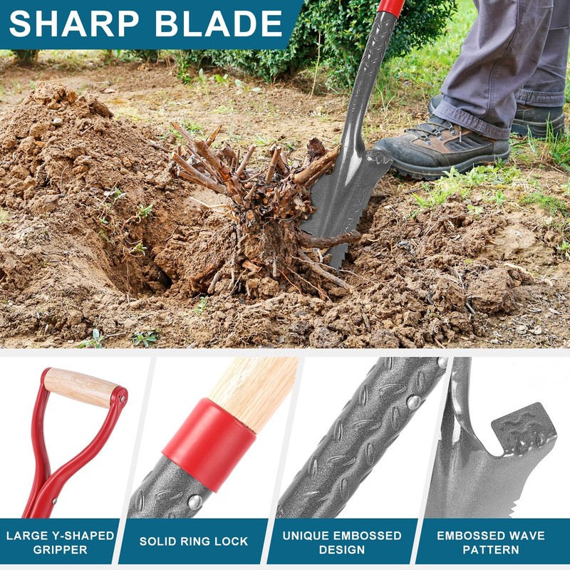 HANTOP Digging Spade and Shovel - Drain, Transplanting, Trenching -
