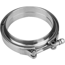 V G Parts 5 inch Stainless Steel Exhaust V Band Clamp Male Female Flange Assembly, 5" V-Band Exhaust Turbo Downpipe Clamps, 5.0" Inch V Band Clamp Kit with Flange Male Female Stainless Steel (1Pcs)