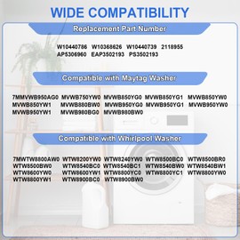 W10440786 Washer Suspension Rod Kit Fit for Whirlpool Maytag Washer Models - Replaces W10440786 W10368626 W10440786 - Fits 7MMVWB950AG0, MVWB750YW0, MVWB850YG0 - Suspension Rod Kit