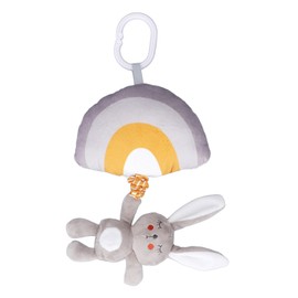 Baby Stroller Rattle Toy Music Box Hanging Plush Stroller Cartoon Animal Toys for Baby Infant Newborn Toddler Rainbow and Rabbit Bell