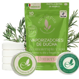 Vaporizadores Relajantes para la Ducha Aroma Romero  Paquete de 10 Tabletas de Aromaterapia Hechas a Mano con Aceites Esenciales Naturales...         