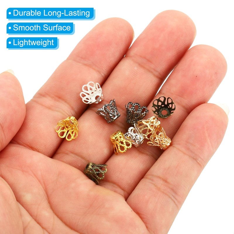 PATIKIL 100 Pcs 8x7mm Hollow Metal Earring Bracelet Necklace DIY