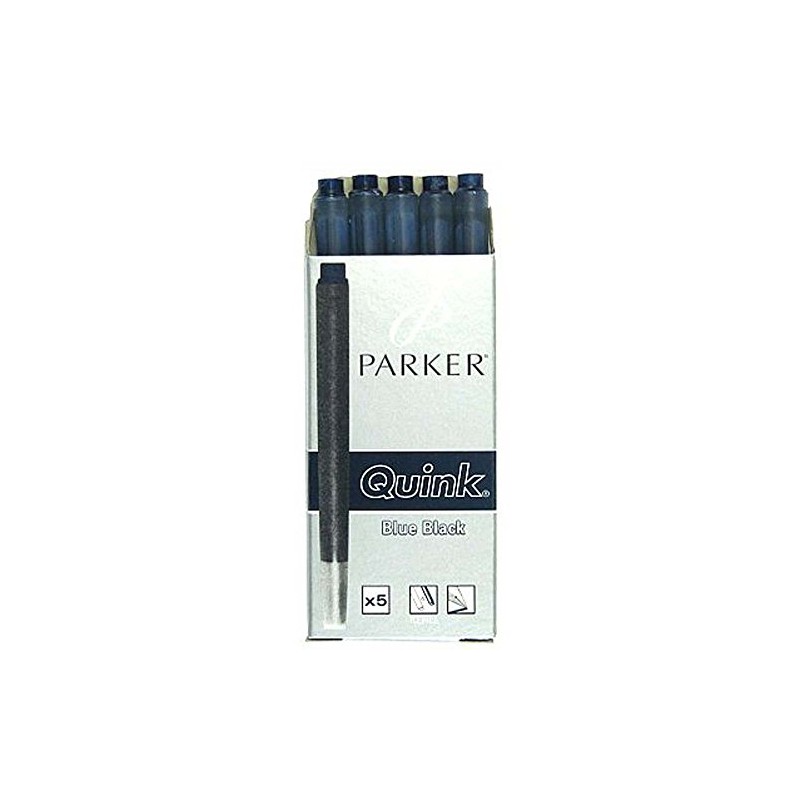 parker fnt pen cart., old model, blu-blk, 5 pc.