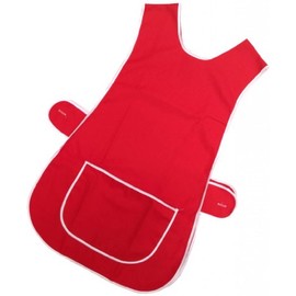 NEW LADIES TABARD TABBARD APRON WITH POCKET PLUS SIZE BIG KITCHEN CLEANING CHEF (WMS / Small /UK 8-10, Red)