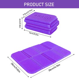 Wekuw Foldable Seat Cushion, 2 Pieces, Outdoor Weatherproof Thermal Foldable Seat Mat, Children's Seat Mat with Carry Bag, for Outdoor Activities such as Hiking, Camping and Picnics (Pink and Purple)