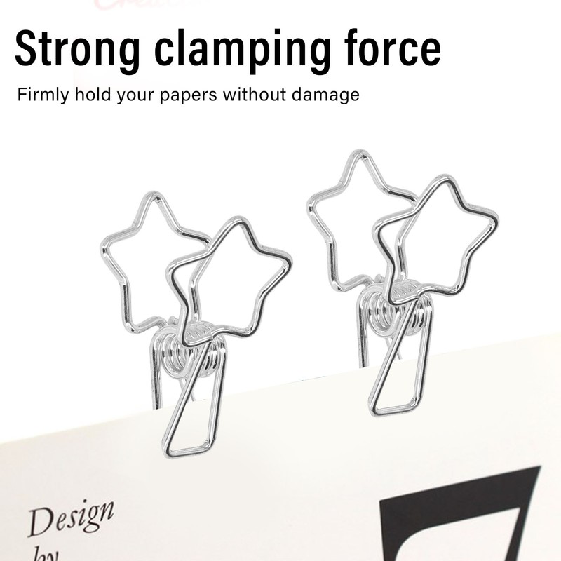 100Pcs Star Binder Clips Hollow Out Cartoon Style Strong Clamping
