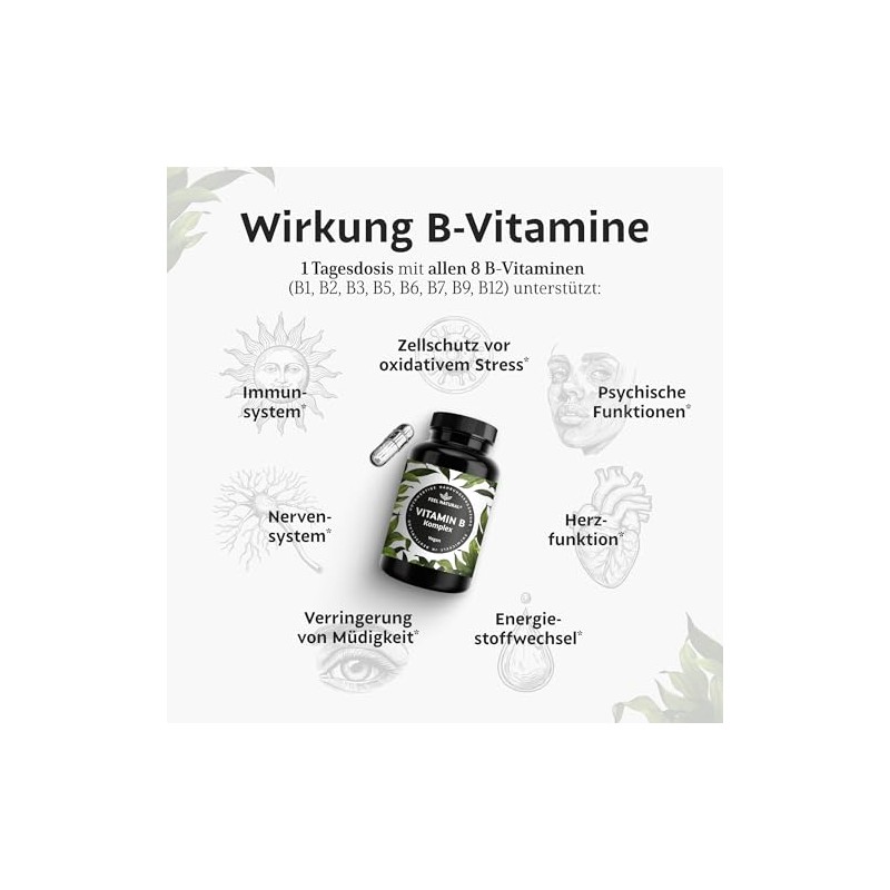 Vitamin B Complex Capsules – Pack of 180 Particularly high