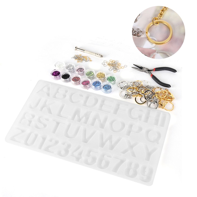 Crystal Epoxy Mold Kit DIY Alphabet Number Silicone Mould Necklace