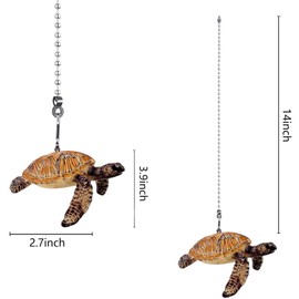 Dotlite Turtle Ceiling Fan Pull Chain,Cute Realistic Sea Turtle Fan String Pulls Charm Extension Decorative,12in 3mm Diameter Beaded Fan Light Pull Chains Extender Ornaments for Kids Room