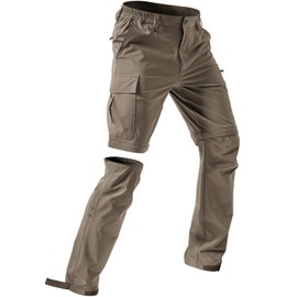 Moosehill Men's-Hiking-Pants Convertible Quick-Dry Water-Resistant Lightweight Zip-Off Outdoor for Hunting, Fishing, Safari with 5 Deep Pockets (Sand, 32W*30L)
