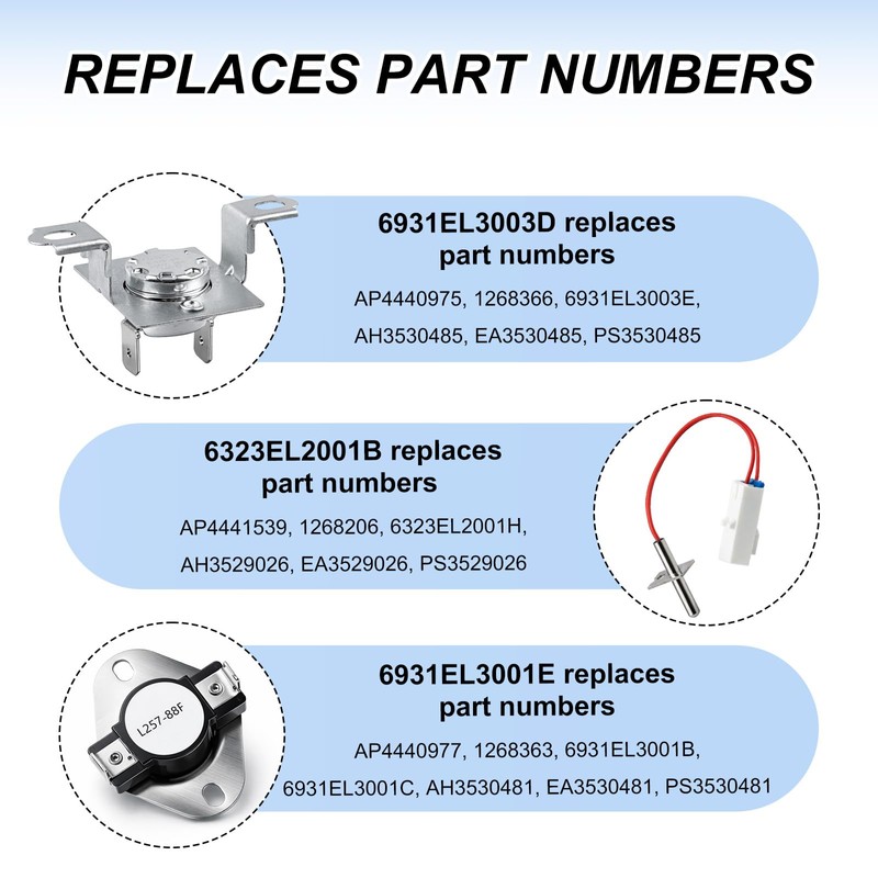 6931EL3003D Dryer High-Limit Thermostat Kit for LG Kenmore