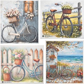 YAY NOVELTY 12 Pack German Swedish DishCloths, Paper Towels Alternative - Washable, Eco-Friendly Cellulose Sponge Dish Cloths, Reusable Cleaning Cloths - Kitchen Essentials - Bicycle