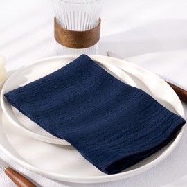 DeZerlor Navy Blue Cloth Napkins Set of 6 Spring Easter Napkins Cloth Washable Decorative Cotton Napkins 16.5X 16.5 Inches for Wedding Baby Shower Bridal Shower Dinner Tea Party Decorations