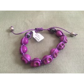 Unbranded Skull Head Resin Friendship Adjustable Bracelet Pink Or Purple NWT P10